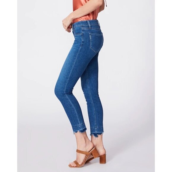 Paige Size 27 Skyline Skinny Mid Rise Destructed Hem Crop Stretch Jeans - Picture 1 of 14